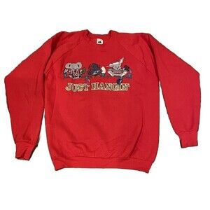 Vintage Winter Christmas Sweatshirt Womens XL Made In USA Red